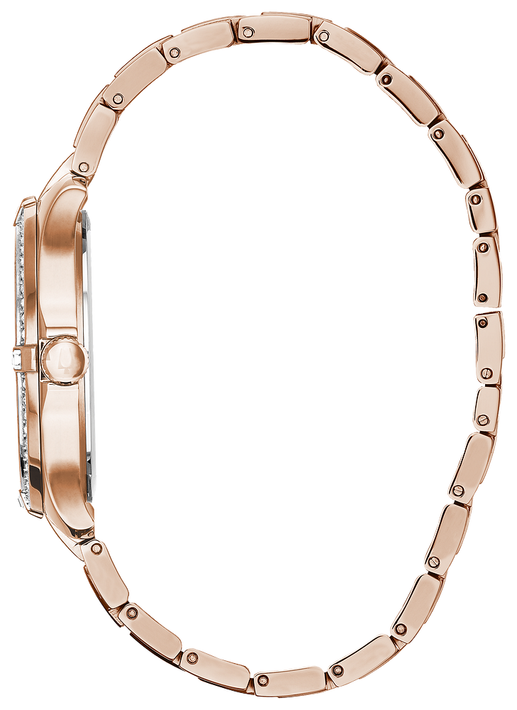 Bulova Crystal Collection Silver Dial Rose Gold Steel Strap Watch for Women - 98L229