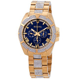 Bulova Crystal Collection Blue Dial Gold Steel Strap Watch for Men - 98C128