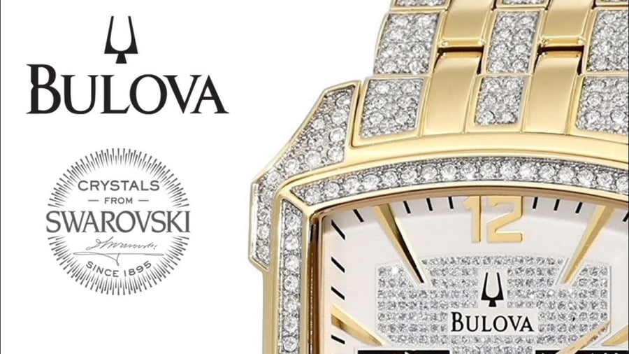 Bulova Crystal Chronograph White Dial Two Tone Steel Strap Watch for Men - 98C109