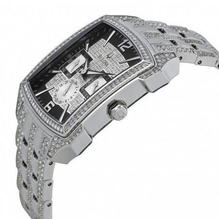 Bulova Crystal Collection Black Dial Silver Steel Strap Watch for Men - 98C108