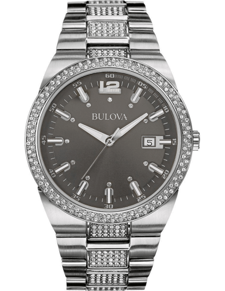 Bulova Crystal Collection Brown Dial Silver Steel Strap Watch for Men - 96B221