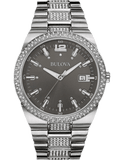 Bulova Crystal Collection Brown Dial Silver Steel Strap Watch for Men - 96B221