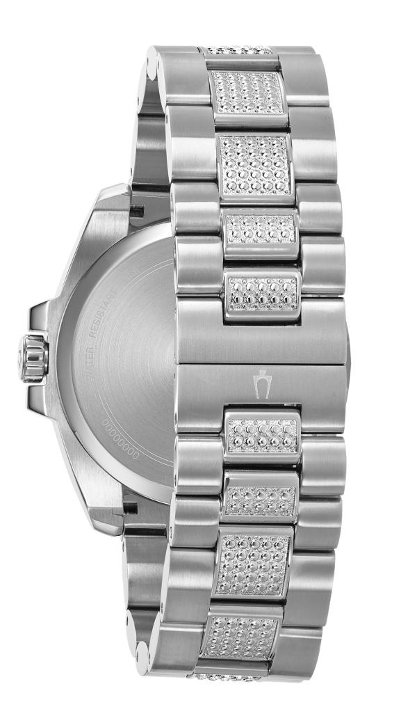 Bulova Crystal Collection Chronograph Black Dial Two Tone Steel Strap Watch for Men - 96C126