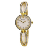 Bulova Crystal Collection Mother of Pearl Dial Gold Steel Strap Watch for Women - 98L225