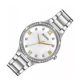 Bulova Crystal Collection Mother of Pearl Dial Silver Steel Strap Watch for Women - 96L263