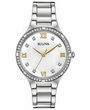 Bulova Crystal Collection Mother of Pearl Dial Silver Steel Strap Watch for Women - 96L263