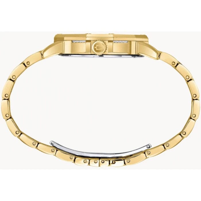 Bulova Crystal Collection Octova White Dial Gold Steel Strap Watch for Men - 98C126