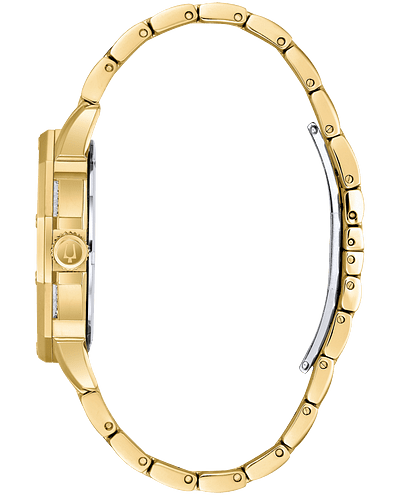 Bulova Crystal Collection Octova White Dial Gold Steel Strap Watch for Men - 98C126