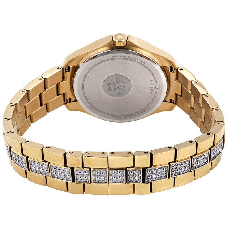 Bulova Crystal Collection Silver Crystal Dial Gold Steel Strap Watch for Women - 98L228