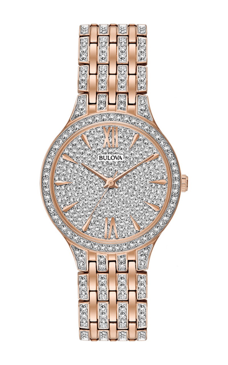 Bulova Crystal Collection Silver Crystals Dial Two Tone Steel Strap Watch for Women - 98L235