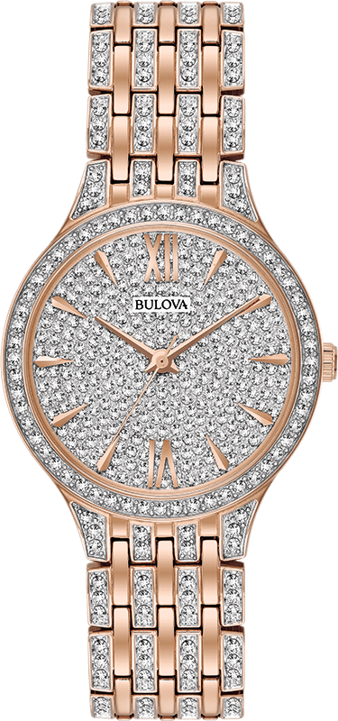 Bulova Crystal Collection Silver Crystals Dial Two Tone Steel Strap Watch for Women - 98L235