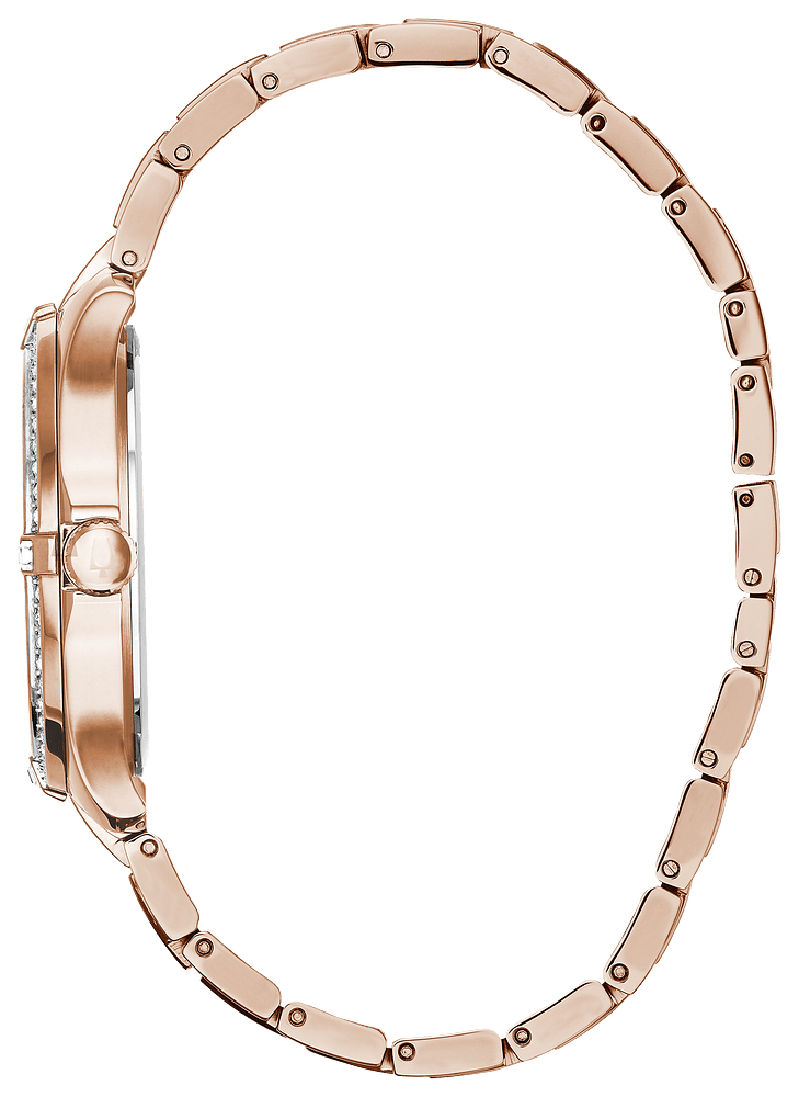 Bulova Crystal Collection Silver Dial Rose Gold Steel Strap Watch for Women - 98L229