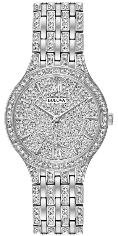 Bulova Crystal Collection Silver Dial Silver Steel Strap Watch for Women - 96L243