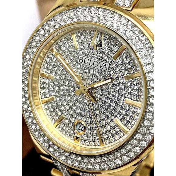 Bulova Crystal Collection Silver Dial Two Tone Steel Strap Watch for Men - 98K102