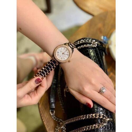 Bulova Crystal Collection Silver Dial Two Tone Steel Strap Watch for Women - 98N100