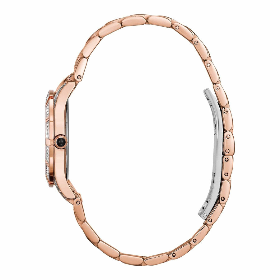 Bulova Crystal Mother of Pearl Dial Rose Gold Steel Strap Watch for Women - 98L197