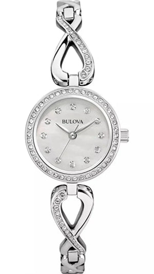 Bulova Crystals Quartz Mother of Pearl Dial Silver Steel Strap Watch for Women - 96X129