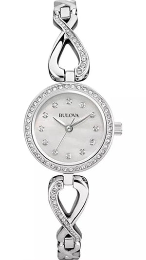 Bulova Crystals Quartz Mother of Pearl Dial Silver Steel Strap Watch for Women - 96X129