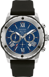 Bulova Marine Star Blue Dial Black Silicone Strap Watch for Men - 98B258