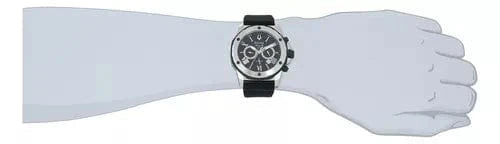 Bulova Marine Star Chronograph Black Dial Black Rubber Strap Watch for Men - 98B127