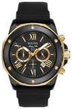 Bulova Marine Star Chronograph Black Dial Black Rubber Strap Watch for Men - 98B278