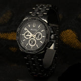 Bulova Octova Chronograph Black Crystal Dial Black Steel Strap Watch for Men - 98C134