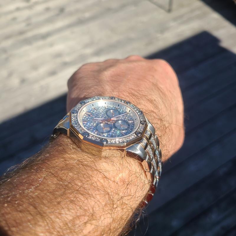 Bulova Octova Crystal Silver Dial Two Tone Steel Strap Watch for Men - 98C133