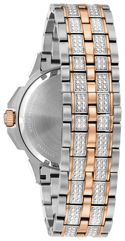 Bulova Octova Crystal Silver Dial Two Tone Steel Strap Watch for Men - 98C133