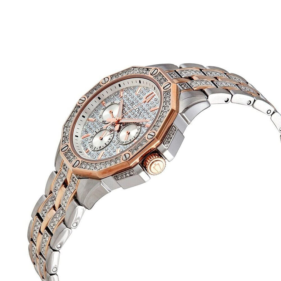 Bulova Octova Crystal Silver Dial Two Tone Steel Strap Watch for Men - 98C133