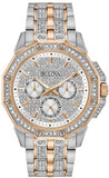Bulova Octova Crystal Silver Dial Two Tone Steel Strap Watch for Men - 98C133