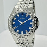 Bulova Phantom Baguette Crystal Blue Dial Silver Steel Strap Watch for Men - 96A254