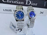 Bulova Phantom Baguette Crystal Blue Dial Silver Steel Strap Watch for Men - 96A254