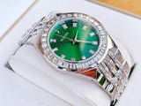 Bulova Phantom Classic Baguette Green Dial Silver Steel Strap Watch for Men - 96A253