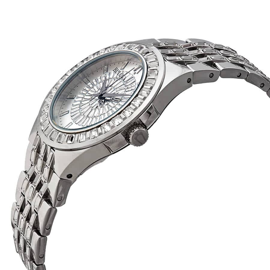 Bulova Phantom Crystal Silver Dial Silver Steel Strap Watch for Men - 96A236