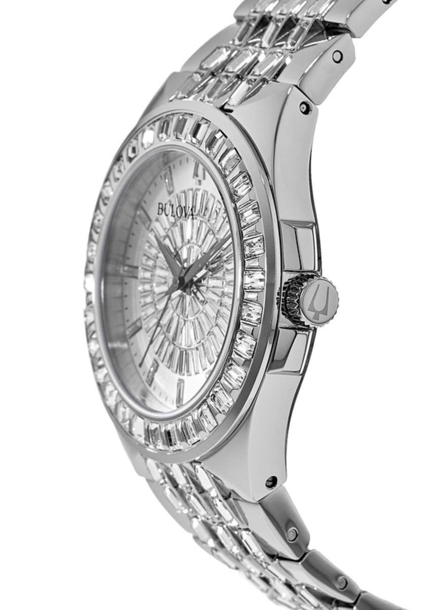 Bulova Phantom Crystal Silver Dial Silver Steel Strap Watch for Men - 96A236