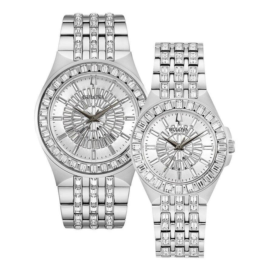 Bulova Phantom Crystal Silver Dial Silver Steel Strap Watch for Men - 96A236