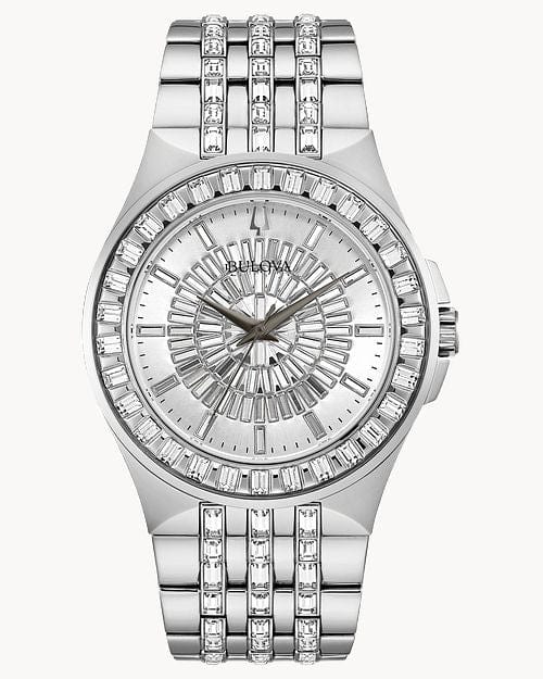 Bulova Phantom Crystal Silver Dial Silver Steel Strap Watch for Men - 96A236