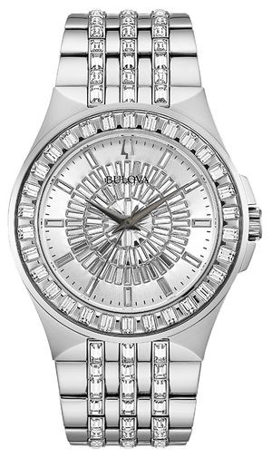 Bulova Phantom Crystal Silver Dial Silver Steel Strap Watch for Men - 96A236
