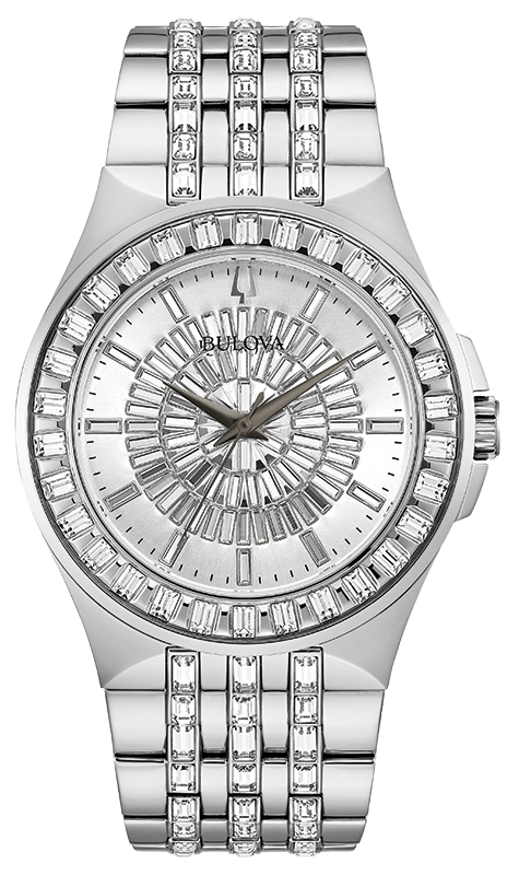 Bulova Phantom Crystal Silver Dial Silver Steel Strap Watch for Men - 96A236