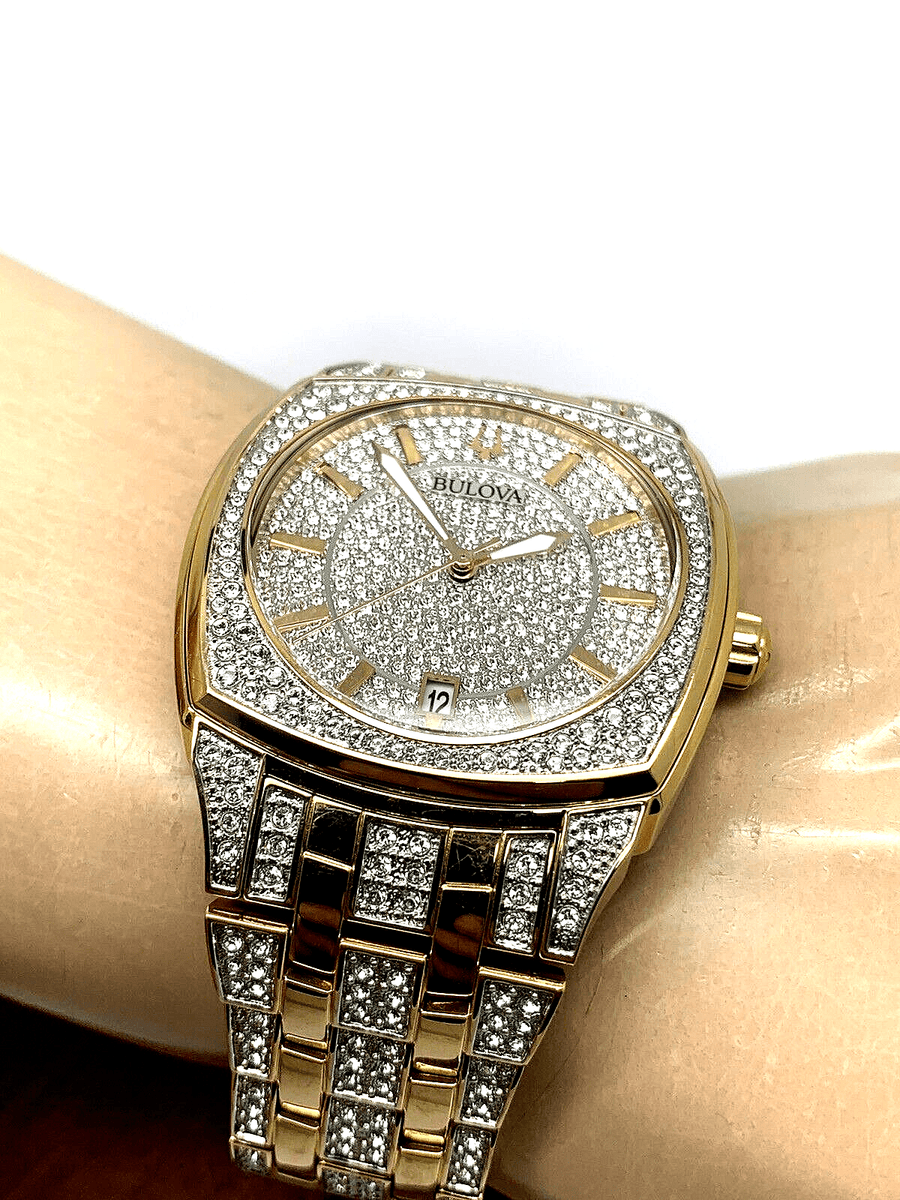 Bulova Phantom Crystal Silver Dial Two Tone Steel Strap Watch for Men - 98B323