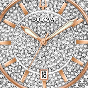 Bulova Phantom Crystal Silver Dial Two Tone Steel Strap Watch for Men - 98B324