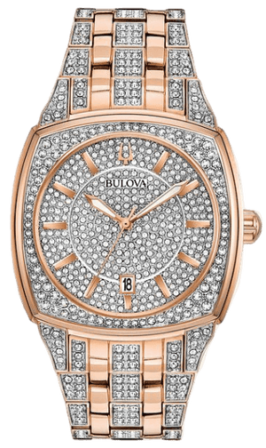 Bulova Phantom Crystal Silver Dial Two Tone Steel Strap Watch for Men - 98B324