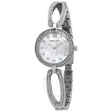 Bulova Crystal Collection Mother of Pearl Dial Silver Steel Strap Watch for Women - 96L223