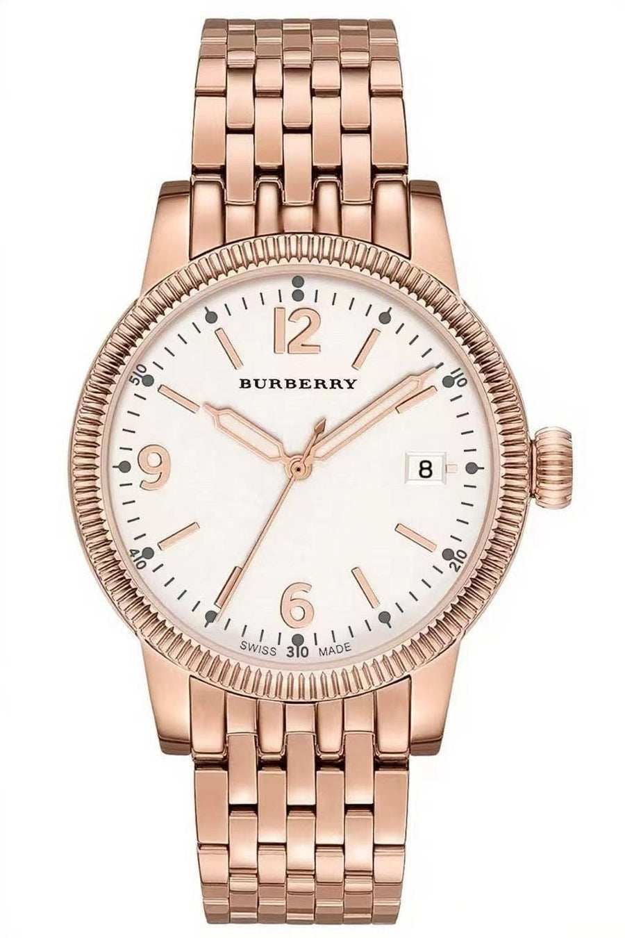 Burberry Analog White Dial Rose Gold Steel Strap Watch for Women - BU7874