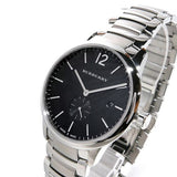 Burberry The Classic Round Black Dial Silver Steel Strap Watch for Men - BU10005