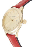 Burberry The Classic Gold Dial Red Leather Strap Watch for Women - BU10102