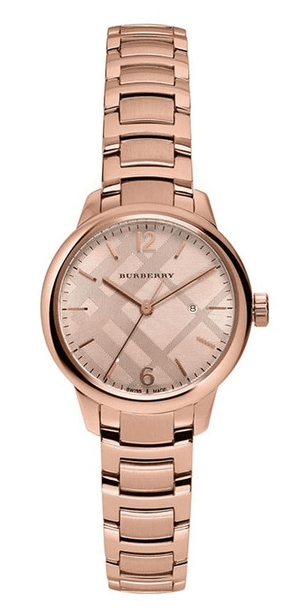 Burberry The Classic Rose Gold Dial Rose Gold Steel Strap Watch for Women - BU10116