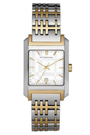 Burberry Nova Checked White Dial Two Tone Stainless Steel Strap Watch for Women - BU1573