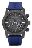 Burberry Sports Chronograph Black Dial Blue Rubber Strap Watch for Men - BU7714