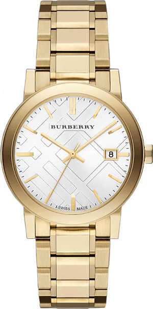 Burberry The City Silver Dial Gold Steel Strap Unisex Watch - BU9003